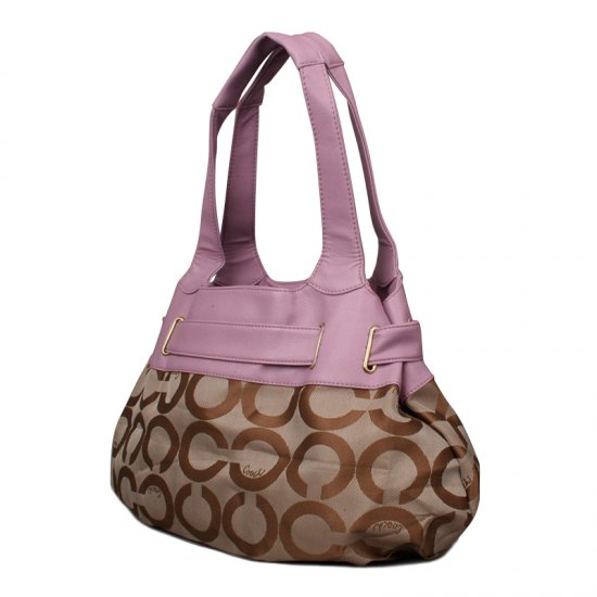 Coach Buckle In Signature Large Purple Khaki Hobo EMZ